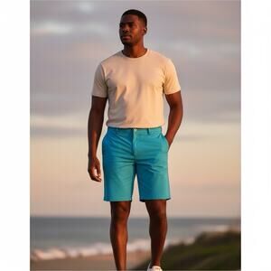 Peter Millar Men’s Casual Golf Quick Dry Shorts Size 50R Aqua Blue New With Tags